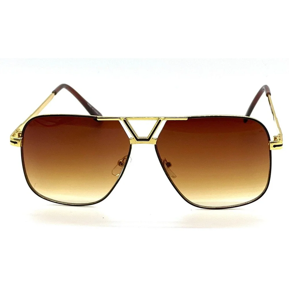Men Sunglasses Gold Brown Lens UV400 Retro Putdoor Street Wear Square Lentes New
